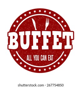 Buffet-Grunge-Kautschuk-Stempel auf weißem Hintergrund, Vektorgrafik