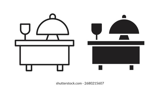 Buffetsymbol auf weißem Hintergrund. Symbol in schwarzem Umriss und Füllung