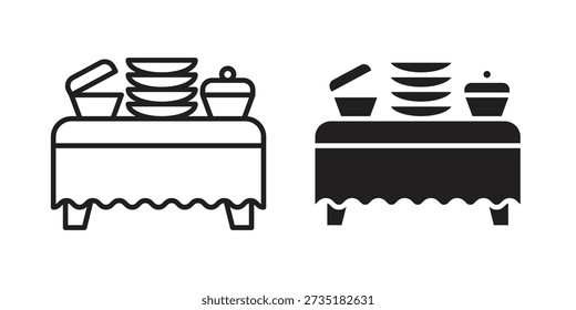 Buffet icons for design. Easily editable stroke. Modern flat design.