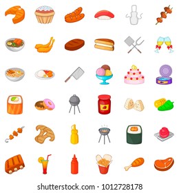 Buffet icons set. Cartoon set of 36 buffet vector icons for web isolated on white background