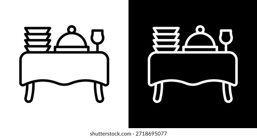 Buffet Line Icon Of Line Black And White Style
