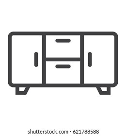 Buffet line icon, Furniture and interior element, vector graphics, a linear pattern on a white background, eps 10.