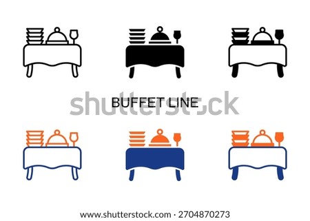 Buffet Line Icon Multi Style Vector Illustration