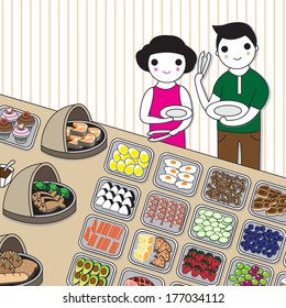 Buffet meal illustration
