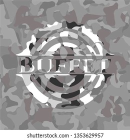 Buffet on grey camo texture