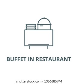 Buffet in restaurant line icon, vector. Buffet in restaurant outline sign, concept symbol, flat illustration