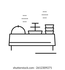 buffet table with food line icon vector. buffet table with food sign. isolated contour symbol black illustration
