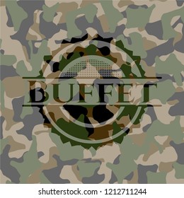 Buffet written on a camo texture