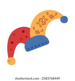 Buffoon hat color. Hand drawn clip art for your project.