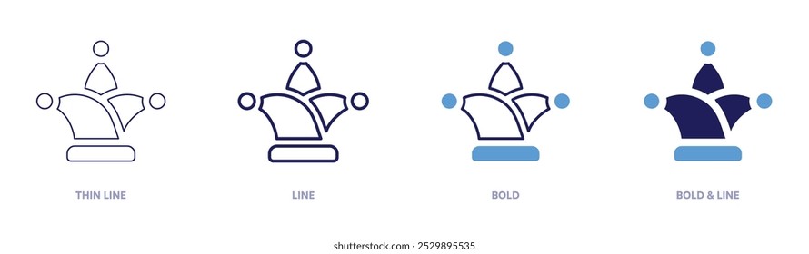 Ícone Buffoon em 4 estilos diferentes. Linha fina, Linha, Negrito e Linha Negrito. Estilo duotônico. Traçado editável.