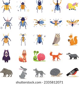 Bug and animals set illustration vector icon which can easily modify or edit 