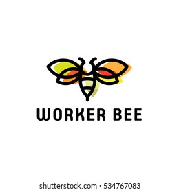 bug bee in flat style vector logo design art