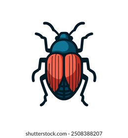 bug beetle animal flat color vector illustration template design