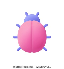 Bug, beetle. Find errors, software testing concept. 3d vector icon. Cartoon minimal style.