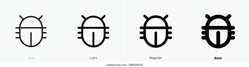 bug beetle icon. Thin, Light Regular And Bold style design isolated on white background