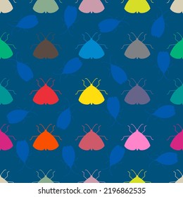 Bug, Beetle, Insect Colorful Seamless Background for Textile Printing.