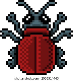 A bug beetle insect pixel art video game 8 bit icon