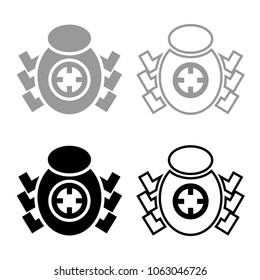 Bug beetle in target sight icon set grey black color