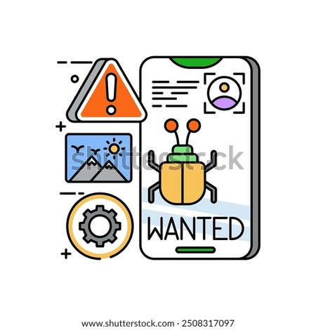 Bug Bounty Fill Color Icon, Vector illustration