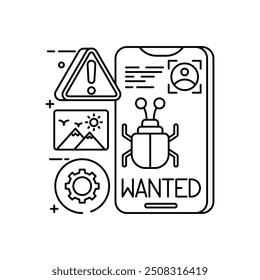 Bug Bounty Outline Icon, Vector illustration