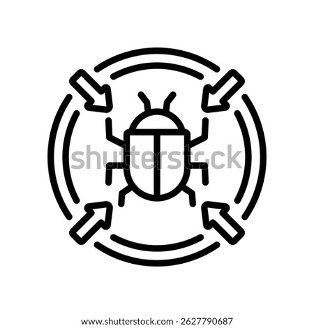 Bug Bounty Vector Lineal Icon On White Background.