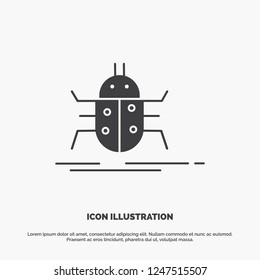 Bug, bugs, insect, testing, virus Icon. glyph vector gray symbol for UI and UX, website or mobile application