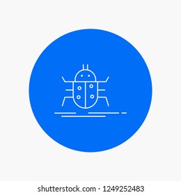 Bug, bugs, insect, testing, virus White Line Icon in Circle background. vector icon illustration