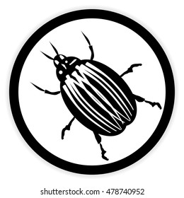 Bug button on white background. Vector illustration.
