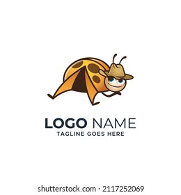 bug camping logo design concept vector template