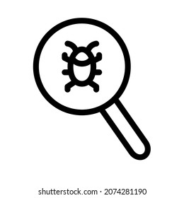 Bug Catcher Malware Virus Scan Searching Single Isolated Icon With Outline Style