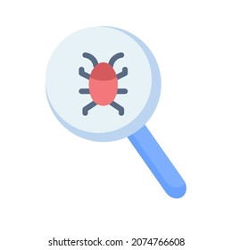 Bug Catcher Malware Virus Scan Searching Single Isolated Icon With Flat Style