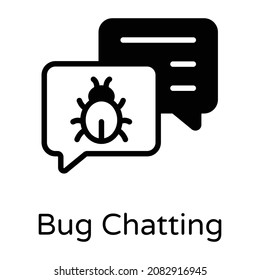 A bug chatting icon in solid editable design