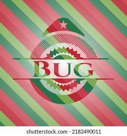 Bug christmas badge background. Vector Illustration. Detailed. 