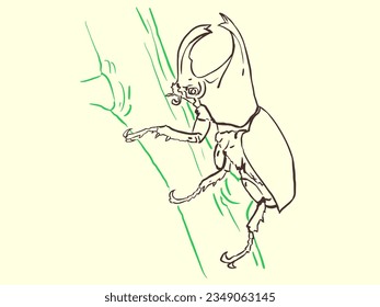 A bug climbing vector for card, illustration, background