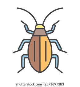 Bug color icon. Cockroach isolated on white background. Vector illustration.