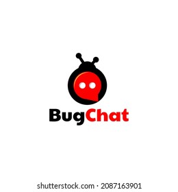 Bug combination with chat icon in background white ,vector logo design editable