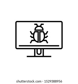 Bug In Computer Icon, Error, Bug Or Scam Detected, Thread, Malware Scan, Malware On Computer Display, Virus Computer Bug Icon, Simple Design