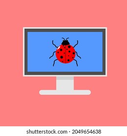 Bug in computer. Virus attacked on computer concept.