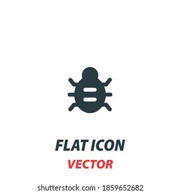 Bug Computer virus icon in a flat style. Vector illustration pictogram on white background. Isolated symbol suitable for mobile concept, web apps, infographics, interface and apps design.