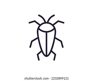 Bug concept. Single premium editable stroke pictogram perfect for logos, mobile apps, online shops and web sites. Vector symbol isolated on white background. 