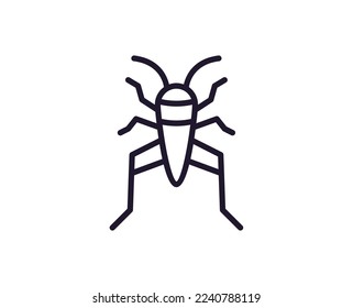 Bug concept. Single premium editable stroke pictogram perfect for logos, mobile apps, online shops and web sites. Vector symbol isolated on white background. 