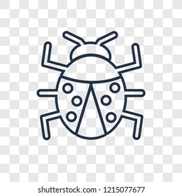 Bug concept vector linear icon isolated on transparent background, Bug concept transparency concept in outline style