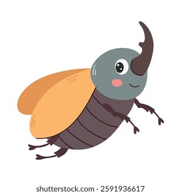 Bug. Cute cartoon beetle. Children's illustration. Vector illustration isolated on a white background.