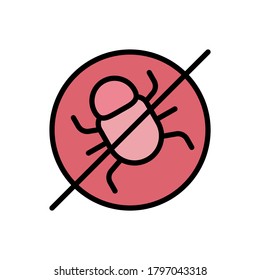 Icono de antivirus de ciberataques de fallos. Color simple con elementos de vector de contorno de iconos de hacks para ui y ux, sitio web o aplicación móvil