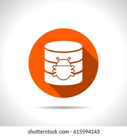 Bug in database flat icon. Computing vector illustration