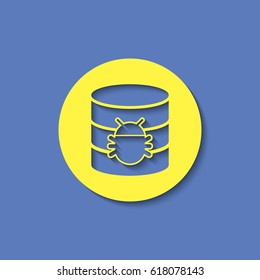 Bug in database flat icon. Computing vector illustration