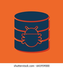Bug in database flat icon. Computing vector illustration