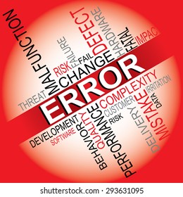 Bug, defect, failure, error, software development typography vector illustration