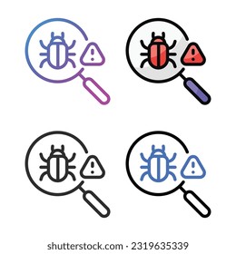 Diseño de iconos de detección de fallos en cuatro colores de variación