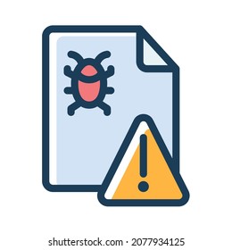 bug detector report alert warning single isolated icon with dash or dashed line style
